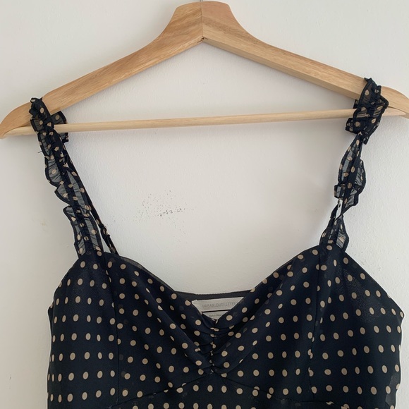 Chiffon summer dress polka dot black Sz S - Picture 8 of 9